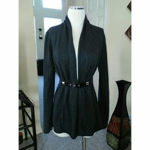 Michael Kors small belted gray cardigan